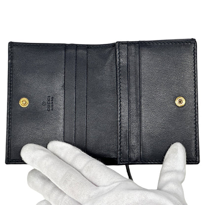 GUCCI グッチ 二つ折り財布 ホースビット ベージュ ネイビー 621887 キャンバス レディース 【中古】