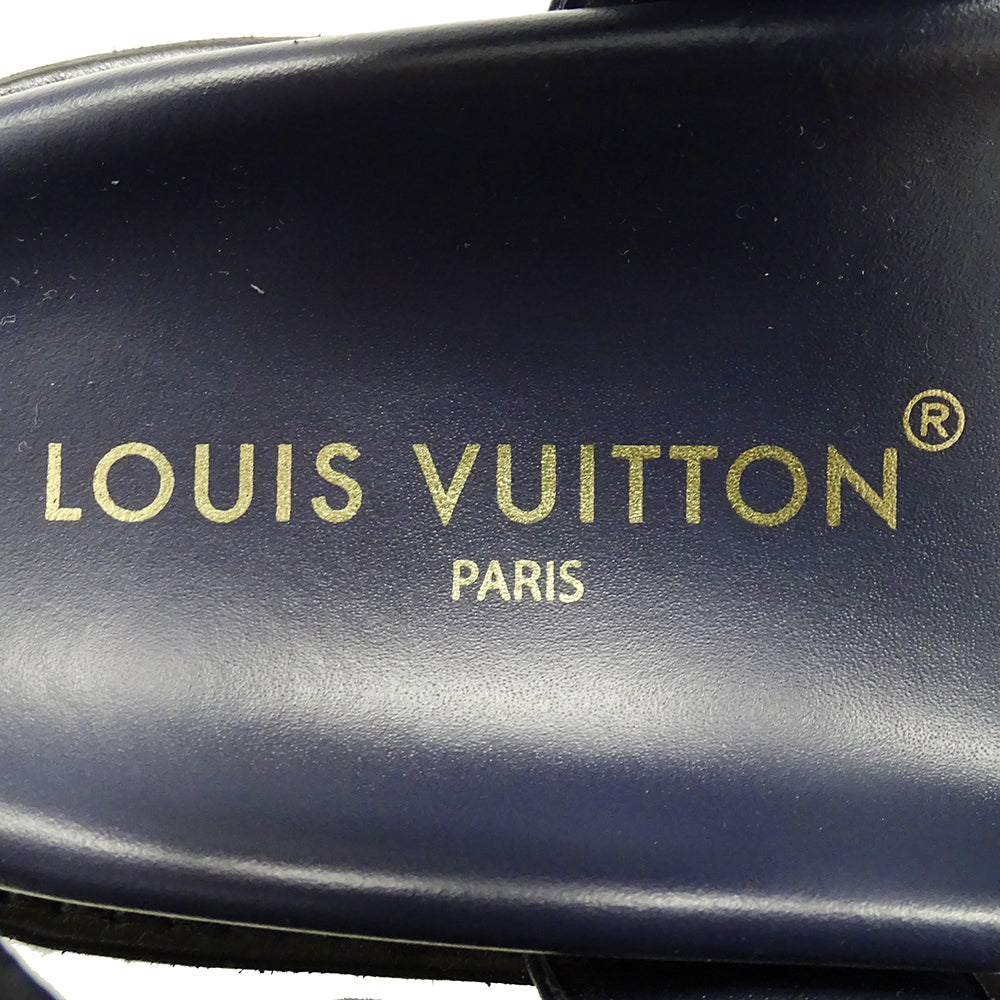 LOUIS VUITTON ルイ・ヴィトン サンダル LVサンセット ネイビー ゴールド金具 レディース 【中古】