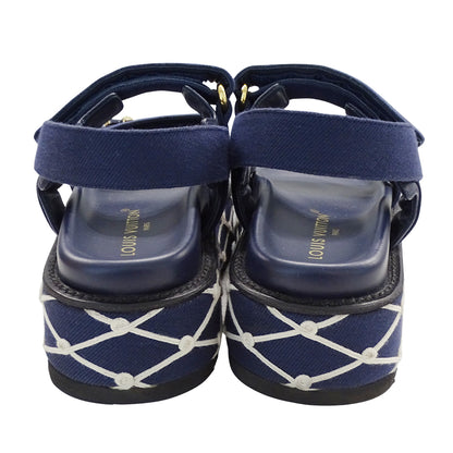 LOUIS VUITTON ルイ・ヴィトン サンダル LVサンセット ネイビー ゴールド金具 レディース 【中古】