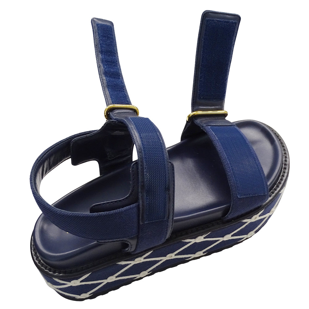 LOUIS VUITTON ルイ・ヴィトン サンダル LVサンセット ネイビー ゴールド金具 レディース 【中古】