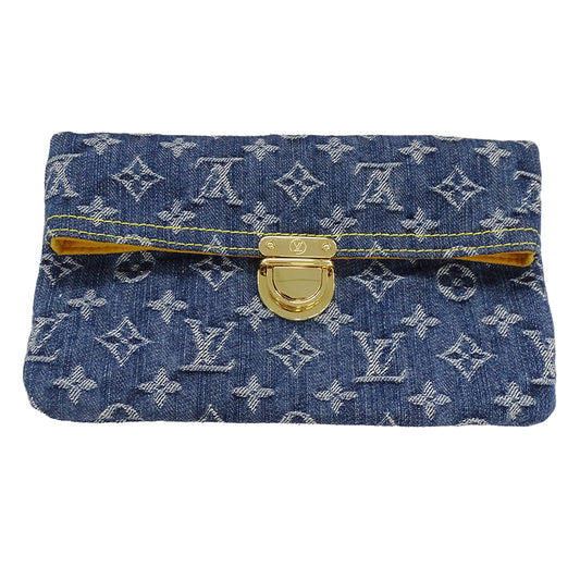 LOUIS VUITTON ルイ・ヴィトン ポシェット プラット クラッチ・セカンドバッグ モノグラムデニム ブルー M95007 モノグラムデニム レディース 【中古】