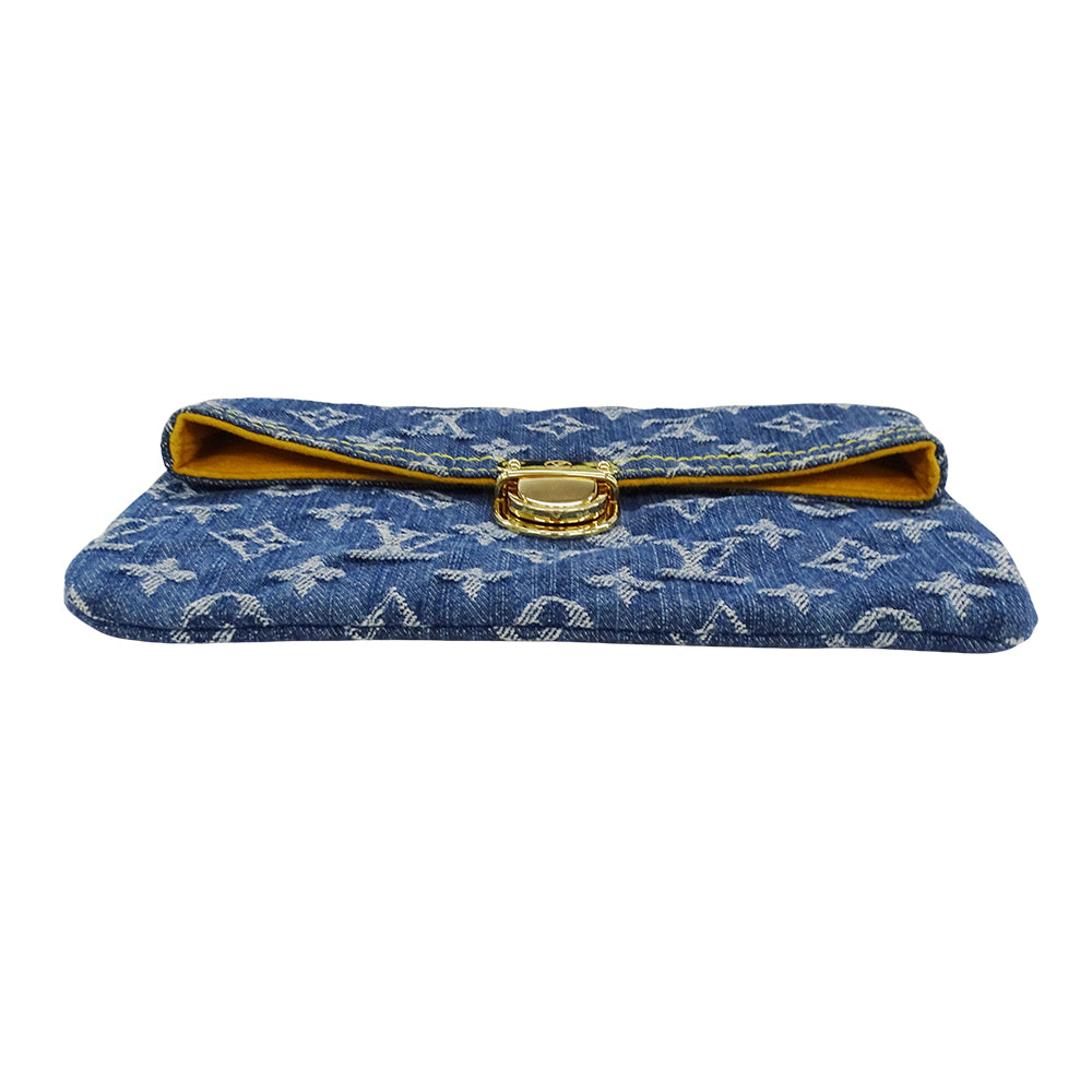 LOUIS VUITTON ルイ・ヴィトン ポシェット プラット クラッチ・セカンドバッグ モノグラムデニム ブルー M95007 モノグラムデニム レディース 【中古】