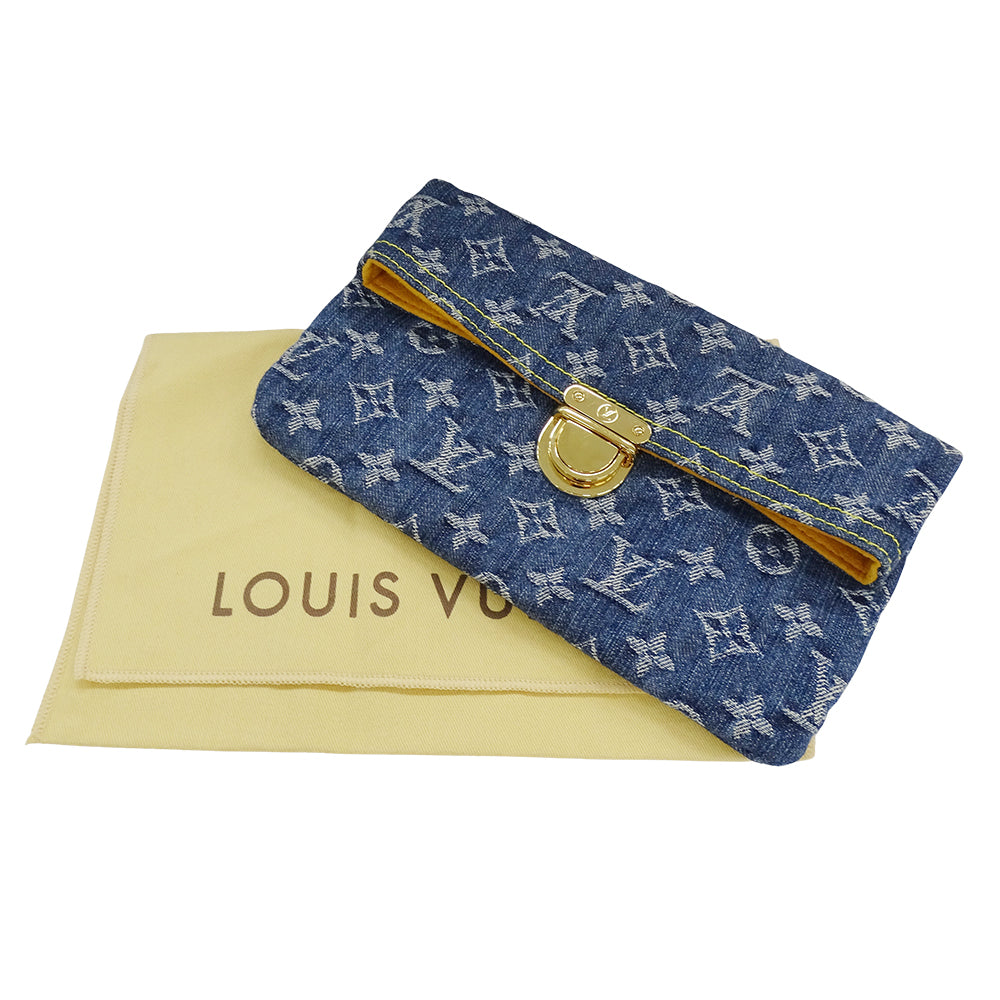 LOUIS VUITTON ルイ・ヴィトン ポシェット プラット クラッチ・セカンドバッグ モノグラムデニム ブルー M95007 モノグラムデニム レディース 【中古】