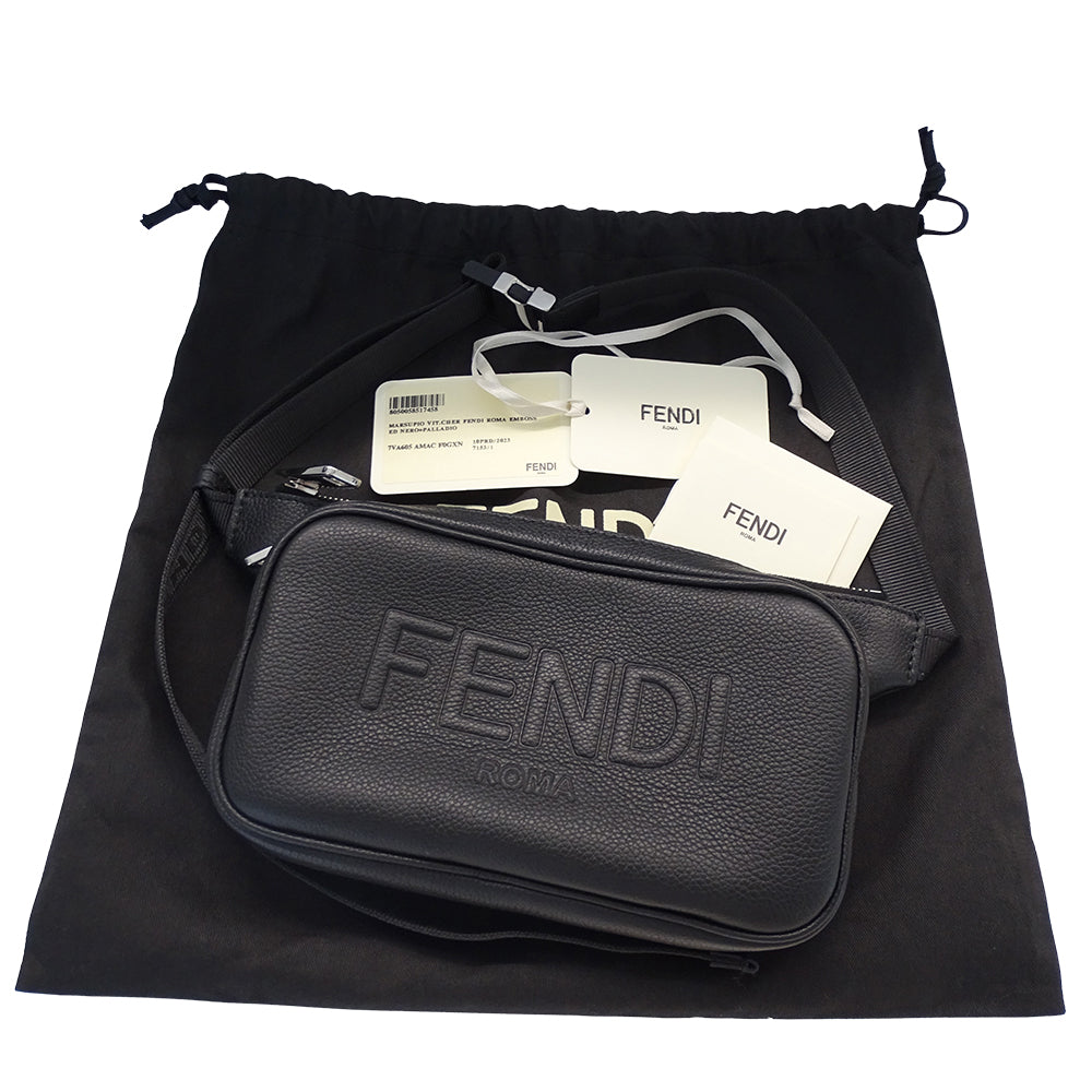 FENDI フェンディ ボディ・ウエストバッグ ブラック シルバー金具 7VA605 レザー メンズ 【中古】