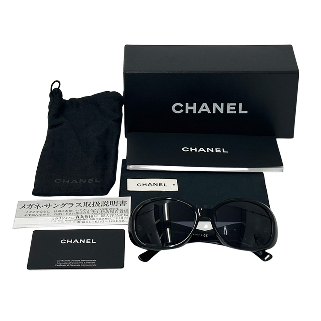 CHANEL シャネル サングラス カメリア ブラック ホワイト 5113-A 56□16 130 レディース 【中古】