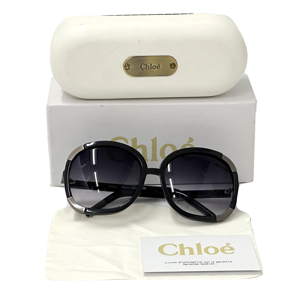 Chloe クロエ サングラス ブラック グレー レディース 【中古】