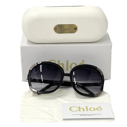 Chloe クロエ サングラス ブラック グレー レディース 【中古】