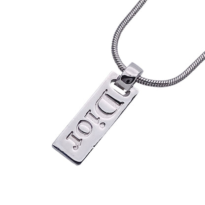 Dior ディオール ネックレス ロゴ プレート メタル シルバー レディース メンズ 【中古】