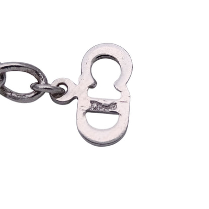 Dior ディオール ネックレス ロゴ プレート メタル シルバー レディース メンズ 【中古】
