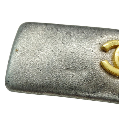 CHANEL シャネル ターンロック バレッタ レザー メタリック ゴールド金具 レディース 【中古】