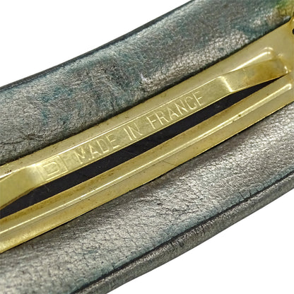 CHANEL シャネル ターンロック バレッタ レザー メタリック ゴールド金具 レディース 【中古】