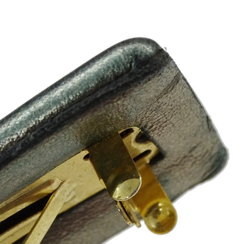 CHANEL シャネル ターンロック バレッタ レザー メタリック ゴールド金具 レディース 【中古】