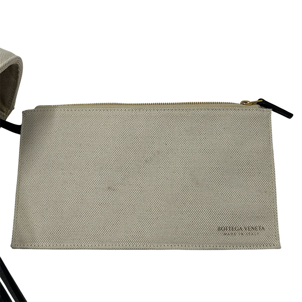 BOTTEGAVENETA ボッテガ・ヴェネタ アルコ ミディアム ハンドバッグ ホワイト アイボリー キャンバス レディース 【中古】