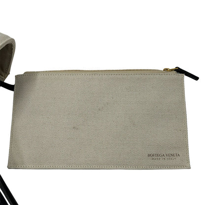 BOTTEGAVENETA ボッテガ・ヴェネタ アルコ ミディアム ハンドバッグ ホワイト アイボリー キャンバス レディース 【中古】