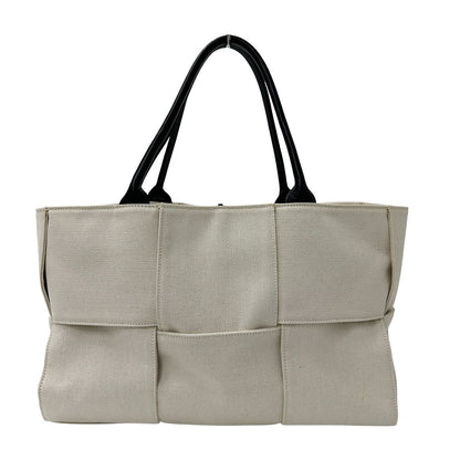 BOTTEGAVENETA ボッテガ・ヴェネタ アルコ ミディアム ハンドバッグ ホワイト アイボリー キャンバス レディース 【中古】