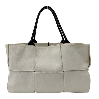 BOTTEGAVENETA ボッテガ・ヴェネタ アルコ ミディアム ハンドバッグ ホワイト アイボリー キャンバス レディース 【中古】