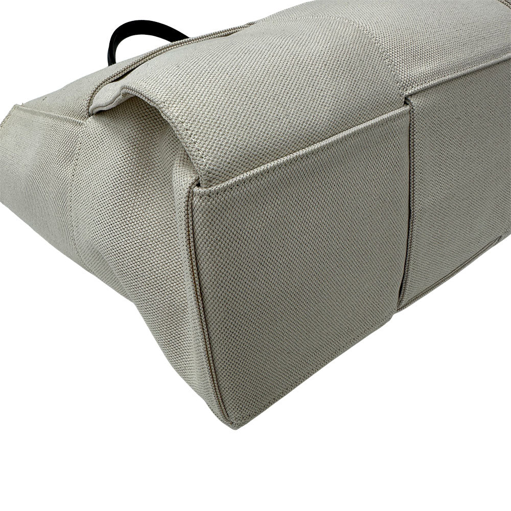 BOTTEGAVENETA ボッテガ・ヴェネタ アルコ ミディアム ハンドバッグ ホワイト アイボリー キャンバス レディース 【中古】