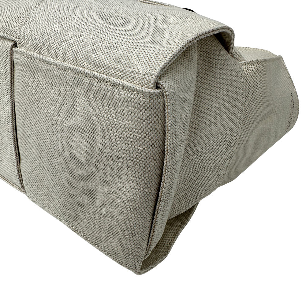 BOTTEGAVENETA ボッテガ・ヴェネタ アルコ ミディアム ハンドバッグ ホワイト アイボリー キャンバス レディース 【中古】