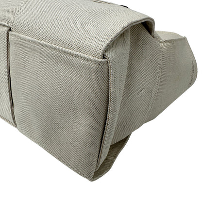 BOTTEGAVENETA ボッテガ・ヴェネタ アルコ ミディアム ハンドバッグ ホワイト アイボリー キャンバス レディース 【中古】