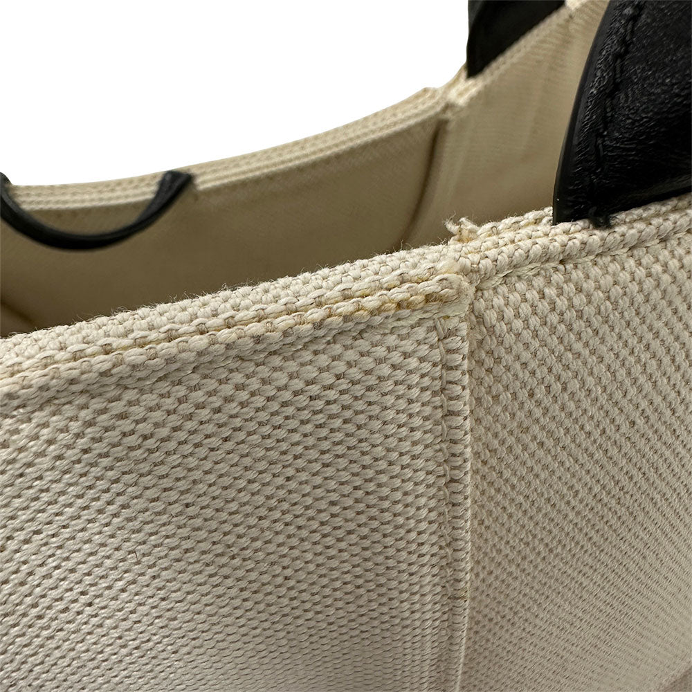 BOTTEGAVENETA ボッテガ・ヴェネタ アルコ ミディアム ハンドバッグ ホワイト アイボリー キャンバス レディース 【中古】