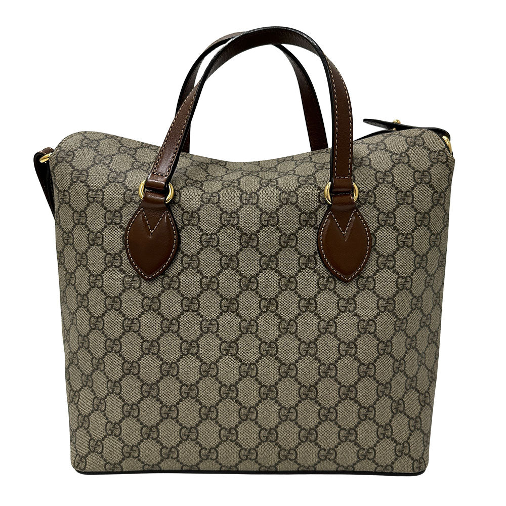 GUCCI グッチ 2wayバッグ グレー ブラウン 429147 GGスプリームキャンバス レディース メンズ 【中古】