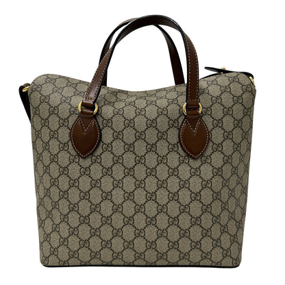 GUCCI グッチ 2wayバッグ グレー ブラウン 429147 GGスプリームキャンバス レディース メンズ 【中古】