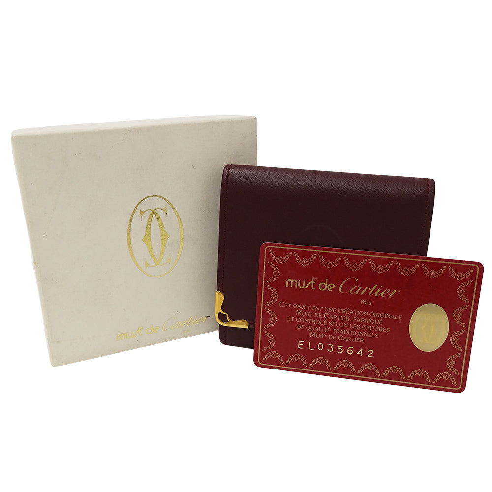 Cartier カルティエ コインケース マスト ボルドー レザー レディース 【中古】