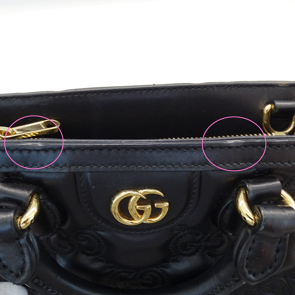 GUCCI グッチ GGマトラッセ 2wayバッグ ブラック ゴールド金具 728309 レザー レディース 【中古】