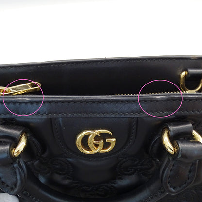 GUCCI グッチ GGマトラッセ 2wayバッグ ブラック ゴールド金具 728309 レザー レディース 【中古】