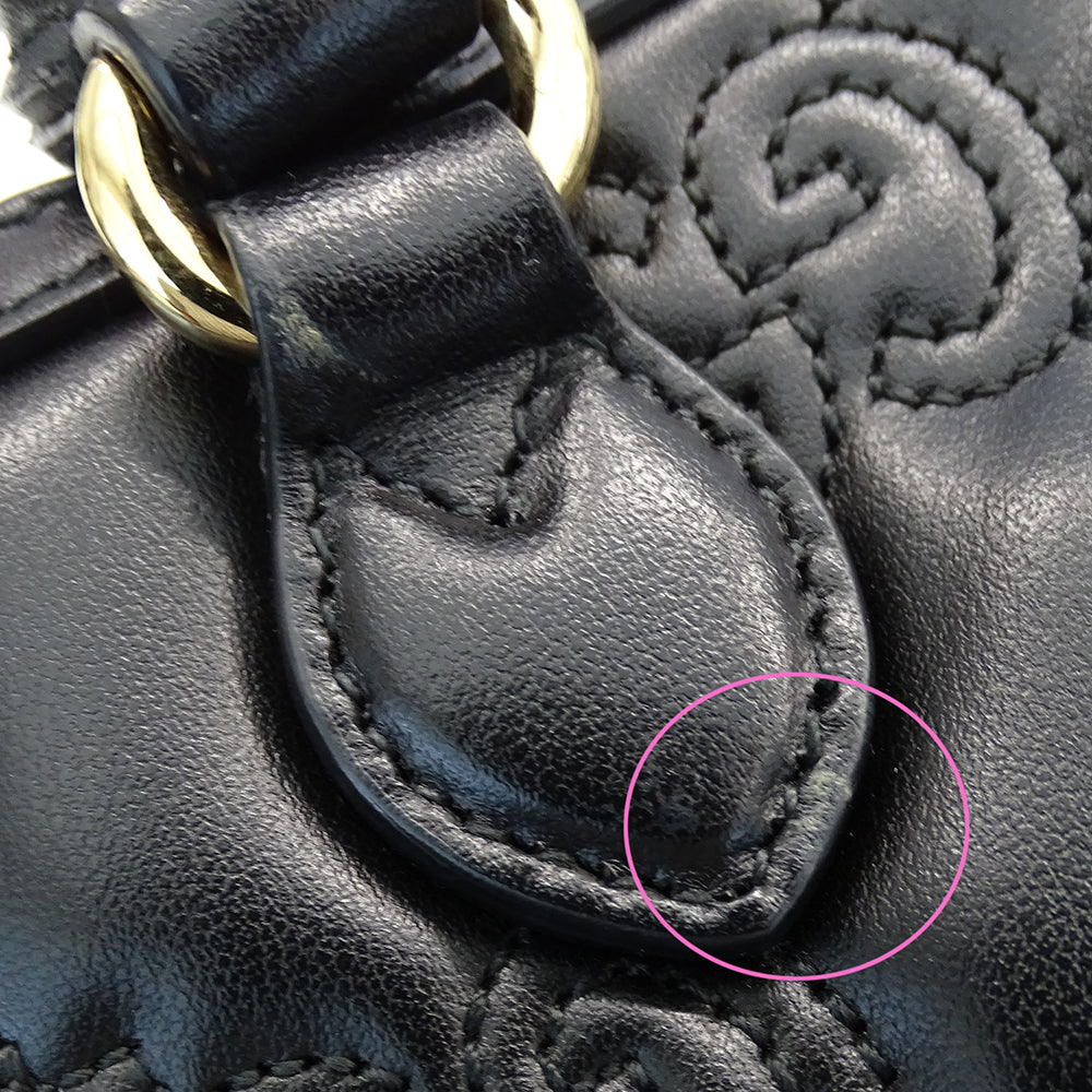 GUCCI グッチ GGマトラッセ 2wayバッグ ブラック ゴールド金具 728309 レザー レディース 【中古】