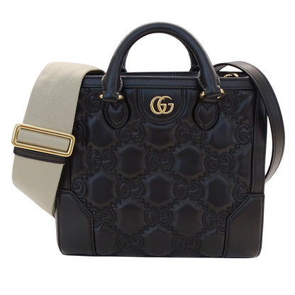 GUCCI グッチ GGマトラッセ 2wayバッグ ブラック ゴールド金具 728309 レザー レディース 【中古】