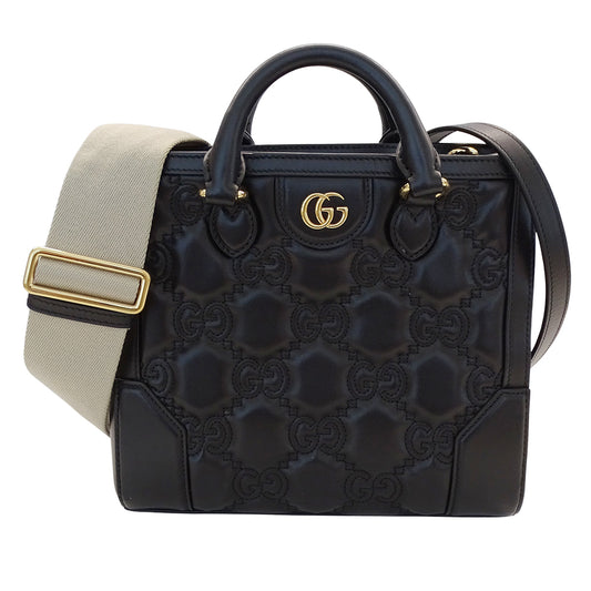 GUCCI グッチ GGマトラッセ 2wayバッグ ブラック ゴールド金具 728309 レザー レディース 【中古】