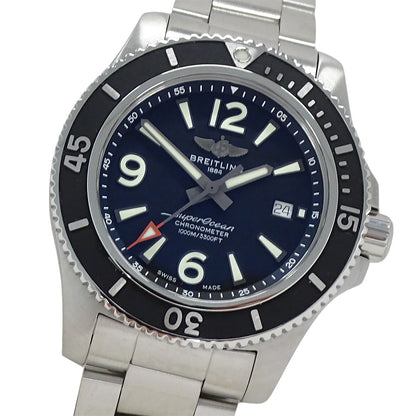 BREITLING ブライトリング スーパーオーシャン44 A17367 メンズ 腕時計 デイト 自動巻き AT ステンレス SS ブラック 磨き済み 【中古】
