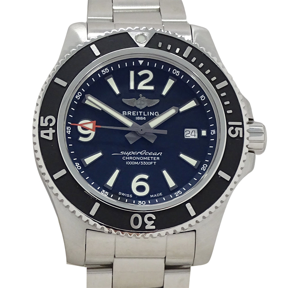 BREITLING ブライトリング スーパーオーシャン44 A17367 メンズ 腕時計 デイト 自動巻き AT ステンレス SS ブラック 磨き済み 【中古】