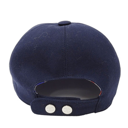 CHANEL シャネル キャップ ネイビー シルバー金具 コットン レディース 【中古】