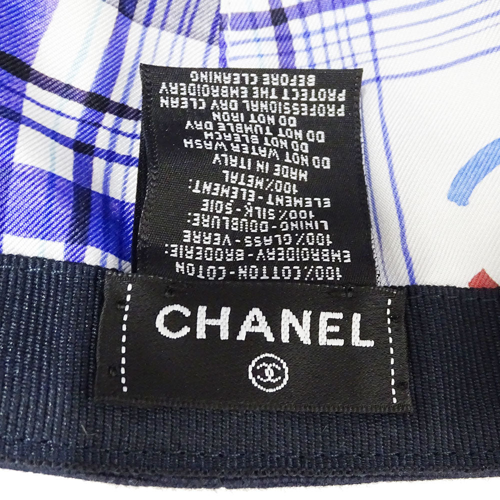 CHANEL シャネル キャップ ネイビー シルバー金具 コットン レディース 【中古】