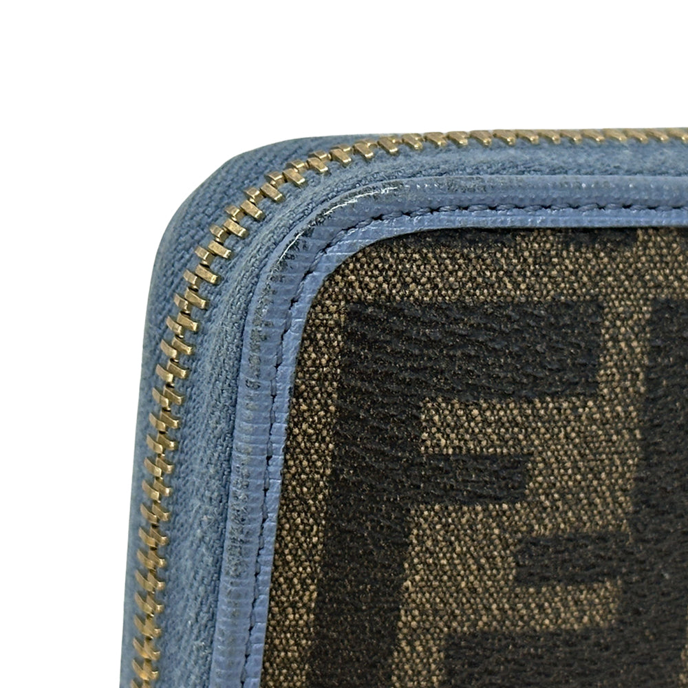 FENDI フェンディ 長財布 ズッカ ブラウン ブルー PVC レディース メンズ 【中古】
