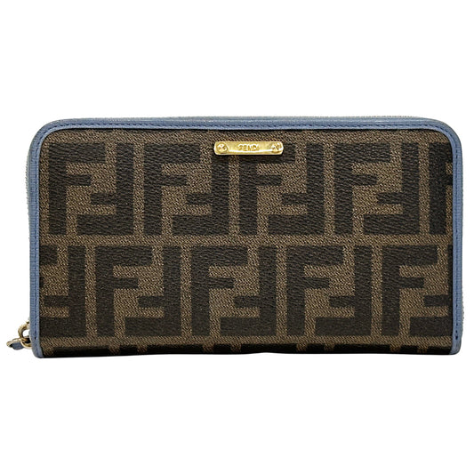 FENDI フェンディ 長財布 ズッカ ブラウン ブルー PVC レディース メンズ 【中古】