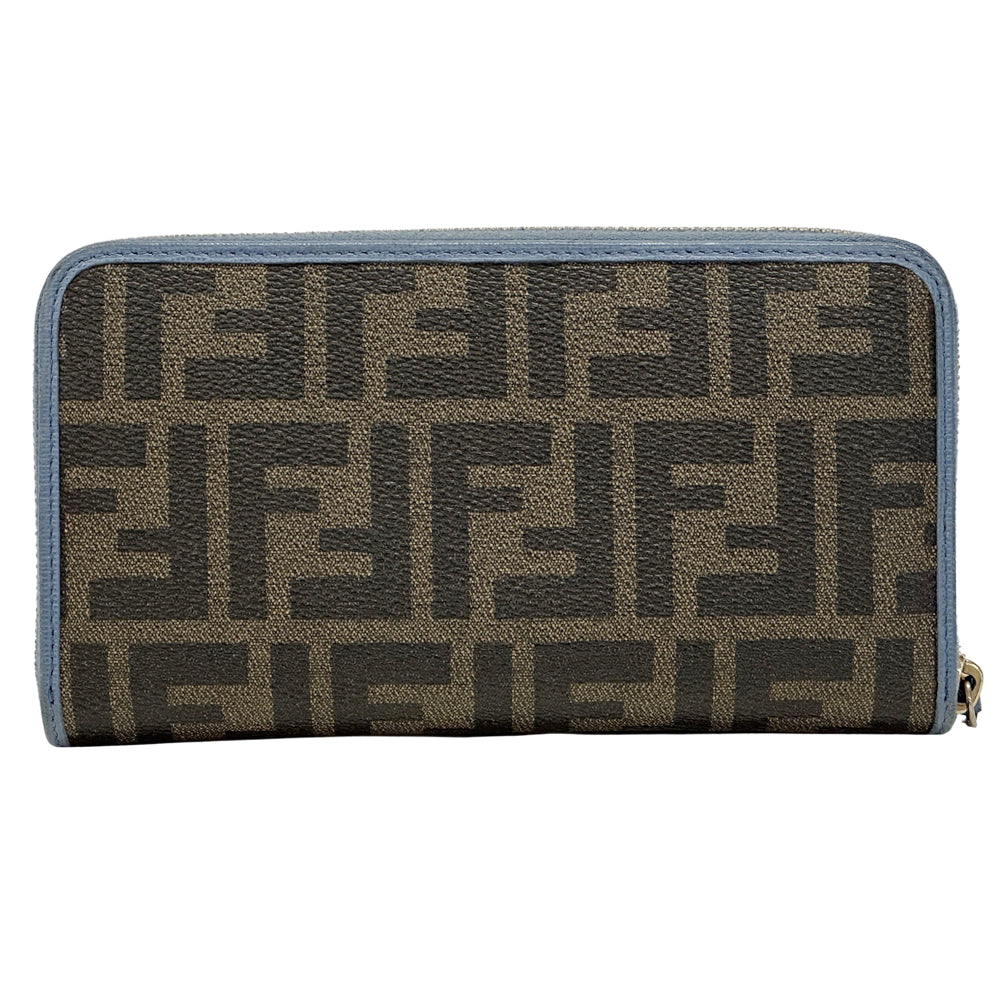 FENDI フェンディ 長財布 ズッカ ブラウン ブルー PVC レディース メンズ 【中古】