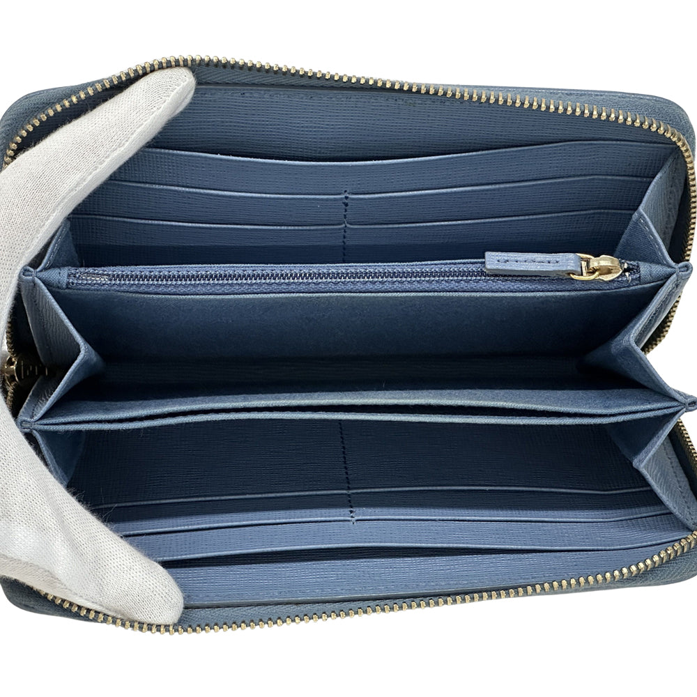 FENDI フェンディ 長財布 ズッカ ブラウン ブルー PVC レディース メンズ 【中古】