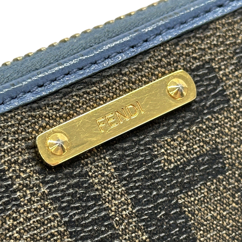 FENDI フェンディ 長財布 ズッカ ブラウン ブルー PVC レディース メンズ 【中古】