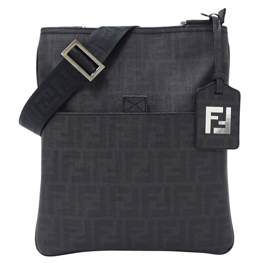 FENDI フェンディ ショルダーバッグ ズッカ ブラック 7VA207 コーティングキャンバス メンズ 【中古】
