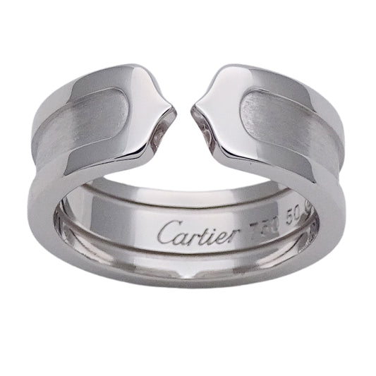 Cartier カルティエ C2 リング 指輪 750WG ホワイトゴールド #50 約10号 レディース 磨き済み 【中古】