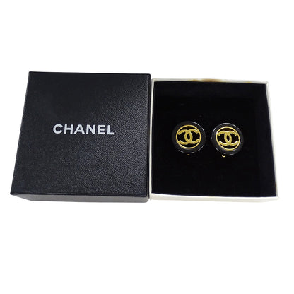 CHANEL シャネル ココマーク イヤリング メタル ゴールド ブラック レディース 【中古】