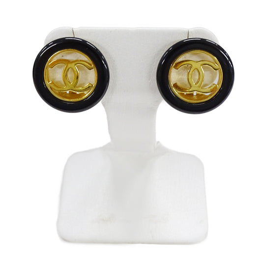 CHANEL シャネル ココマーク イヤリング メタル ゴールド ブラック レディース 【中古】