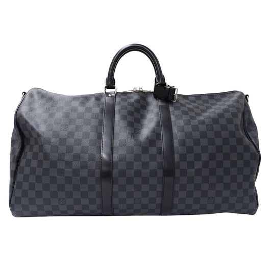 LOUIS VUITTON ルイ・ヴィトン キーポル・バンドリエール55 ボストンバッグ グラフィット ブラック N41413 ダミエグラフィットキャンバス メンズ 【中古】
