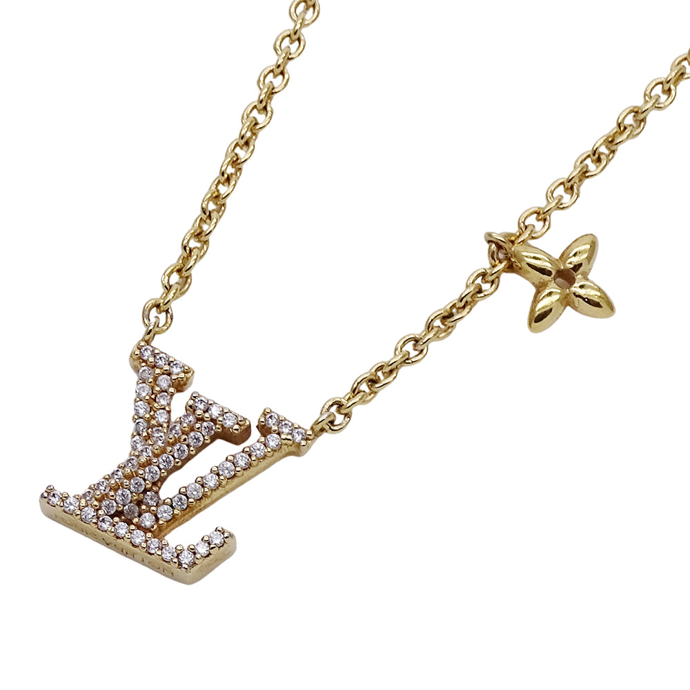 LOUIS VUITTON ルイ・ヴィトン LV アイコニック ネックレス メタル ストラス ゴールド レディース M00596 【中古】