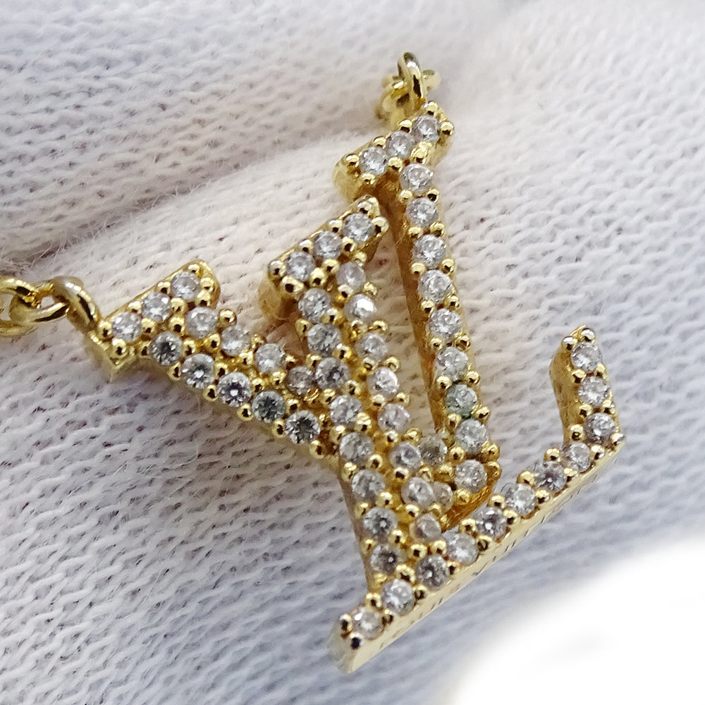 LOUIS VUITTON ルイ・ヴィトン LV アイコニック ネックレス メタル ストラス ゴールド レディース M00596 【中古】
