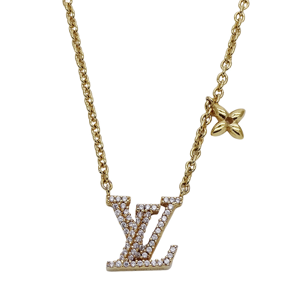 LOUIS VUITTON ルイ・ヴィトン LV アイコニック ネックレス メタル ストラス ゴールド レディース M00596 【中古】