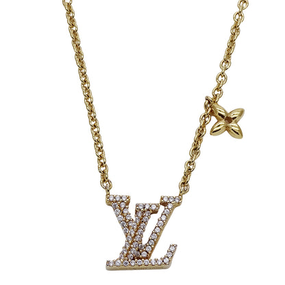 LOUIS VUITTON ルイ・ヴィトン LV アイコニック ネックレス メタル ストラス ゴールド レディース M00596 【中古】